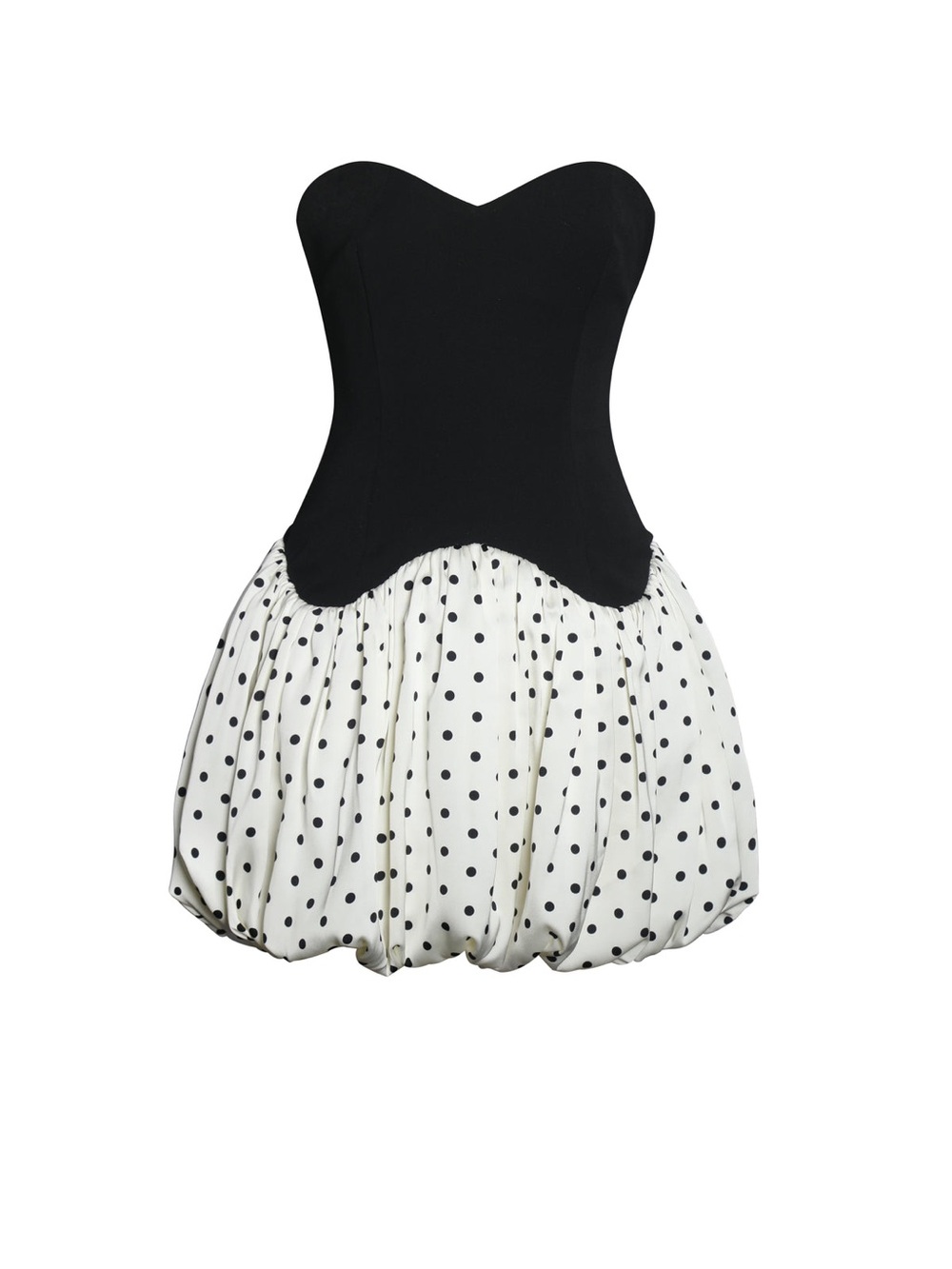 Dahliana Black & Ivory Polka Dot Strapless Corset Bubble Hem Mini Dress NWT Xs - Picture 9 of 16